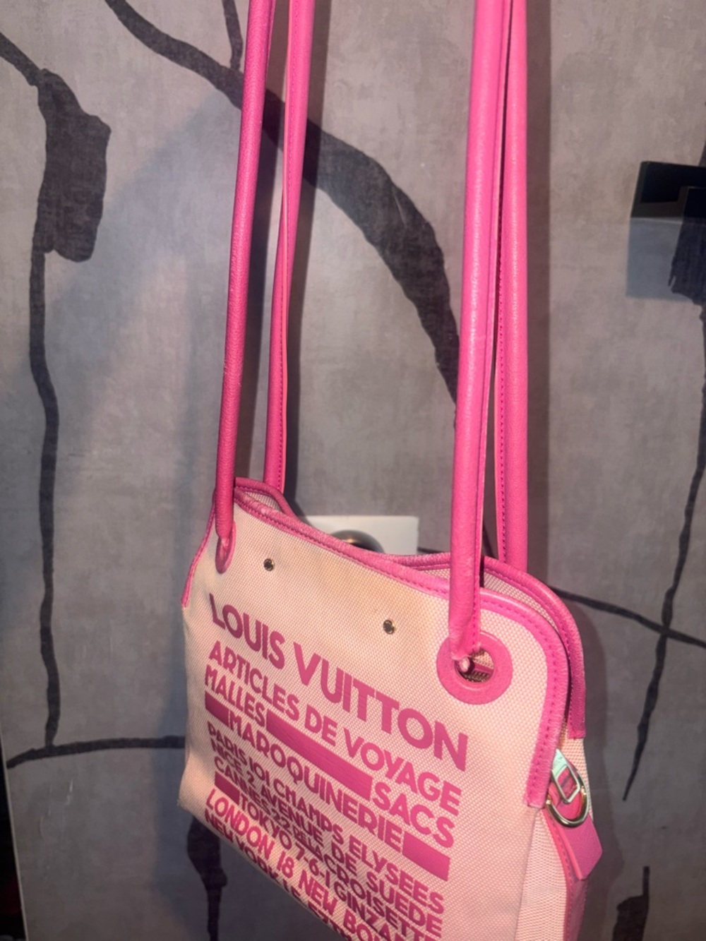 Authentic Louis Vuitton Pink Canvas Crossbody with Hot Pink Trim - Picture 7 of 8